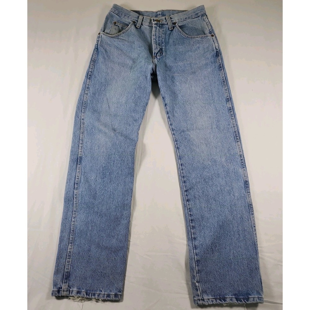 Wrangler Straight Leg Jeans Mens 30x31 Blue Faded Cotton G9651SL Denim